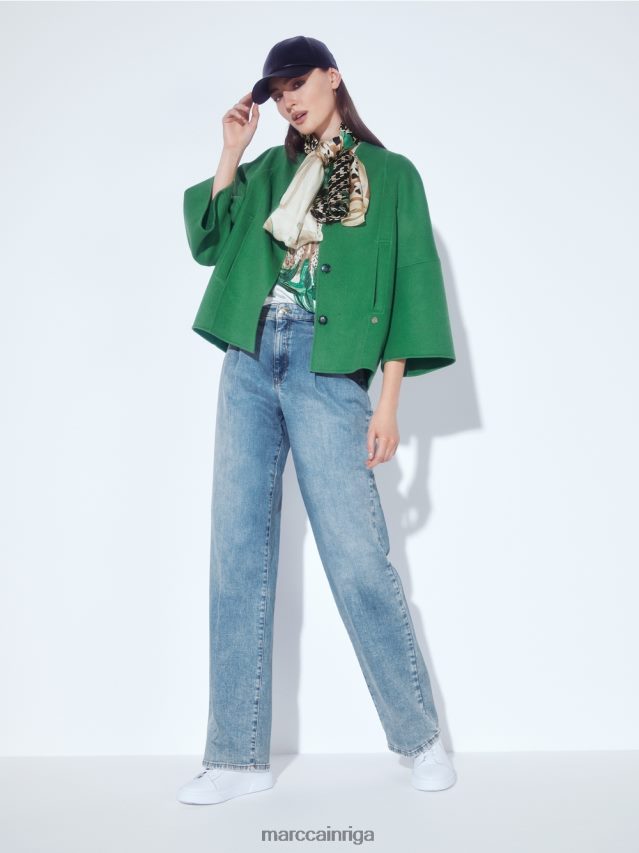 apģērbs sūnu zaļa VRBHXD1448 Marc Cain leoparda T-krekls ar rhinestone detaļām