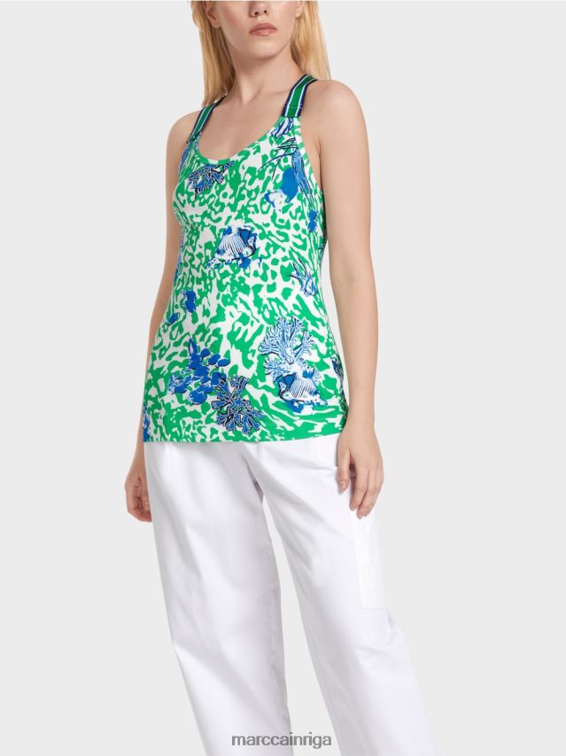 apģērbs spilgta bazilika lapa VRBHXD1356 Marc Cain tops ar boksera muguru