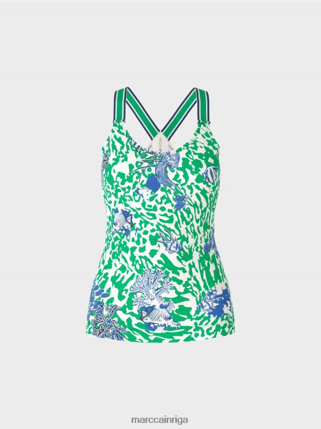 apģērbs spilgta bazilika lapa VRBHXD1356 Marc Cain tops ar boksera muguru