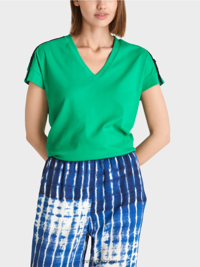 apģērbs spilgta bazilika lapa VRBHXD1358 Marc Cain t-krekls ar plecu pogu