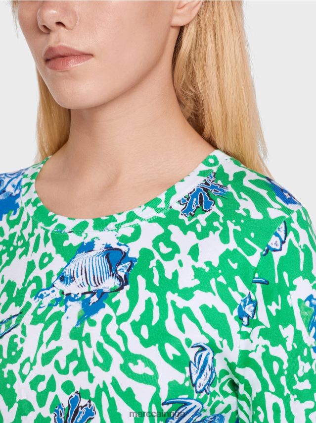 apģērbs spilgta bazilika lapa VRBHXD1363 Marc Cain apdrukāts t-krekls