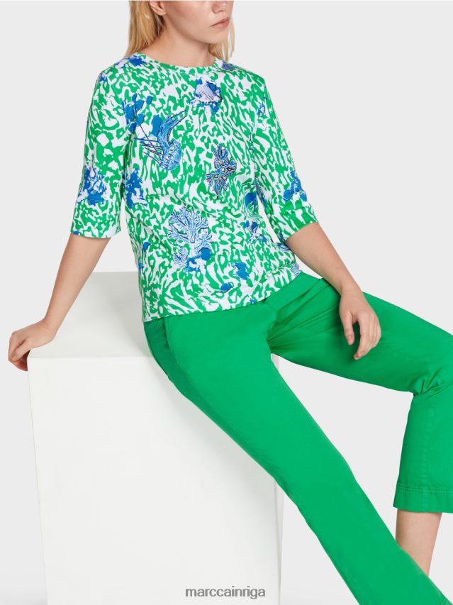 apģērbs spilgta bazilika lapa VRBHXD1363 Marc Cain apdrukāts t-krekls