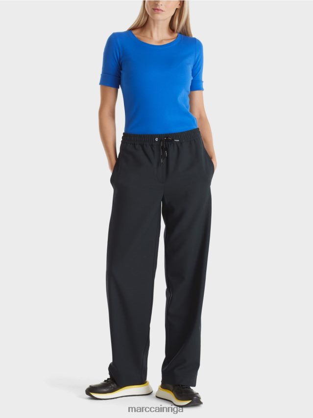 apģērbs spilgti karaliski zila VRBHXD1233 Marc Cain vienkāršs t-krekls ar 3/4 piedurknēm