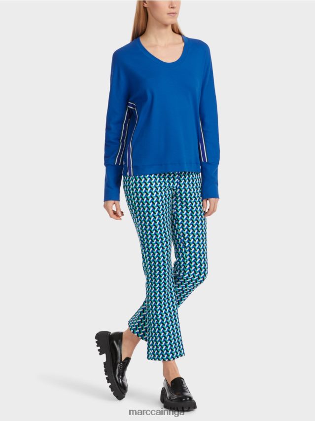 apģērbs spilgti karaliski zila VRBHXD1239 Marc Cain kimono formas t-krekls