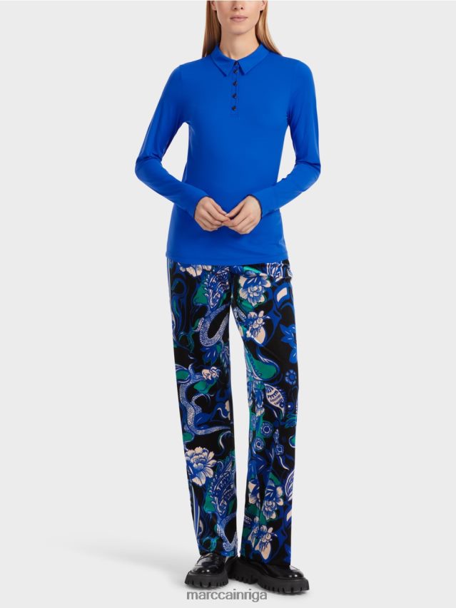 apģērbs spilgti karaliski zila VRBHXD1241 Marc Cain polo krekls rievotā džersija