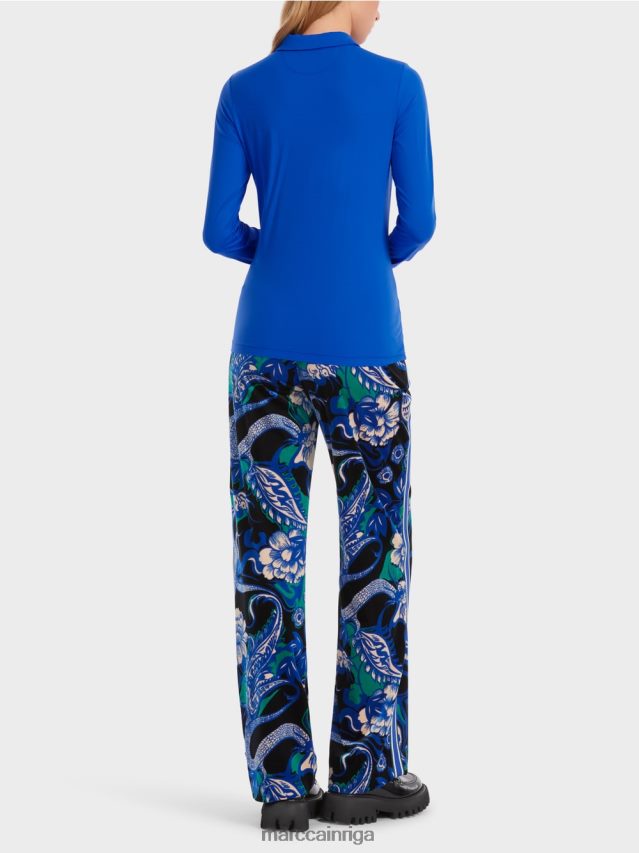 apģērbs spilgti karaliski zila VRBHXD1241 Marc Cain polo krekls rievotā džersija