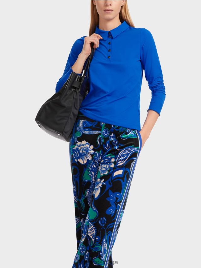 apģērbs spilgti karaliski zila VRBHXD1241 Marc Cain polo krekls rievotā džersija