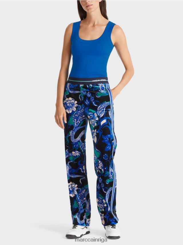 apģērbs spilgti karaliski zila VRBHXD1243 Marc Cain kokvilnas rievotu tops bez piedurknēm