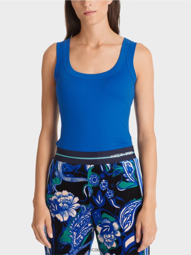 apģērbs spilgti karaliski zila VRBHXD1243 Marc Cain kokvilnas rievotu tops bez piedurknēm