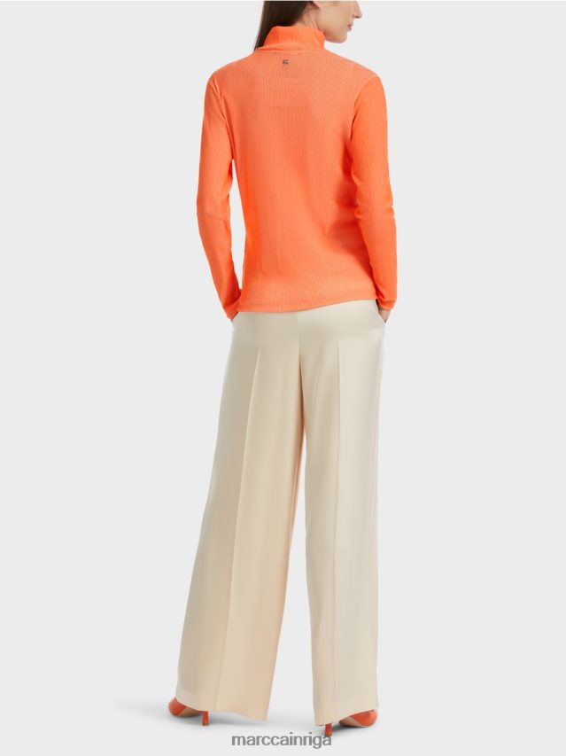 apģērbs spilgti koraļļi VRBHXD1279 Marc Cain rievota dizaina t-krekls