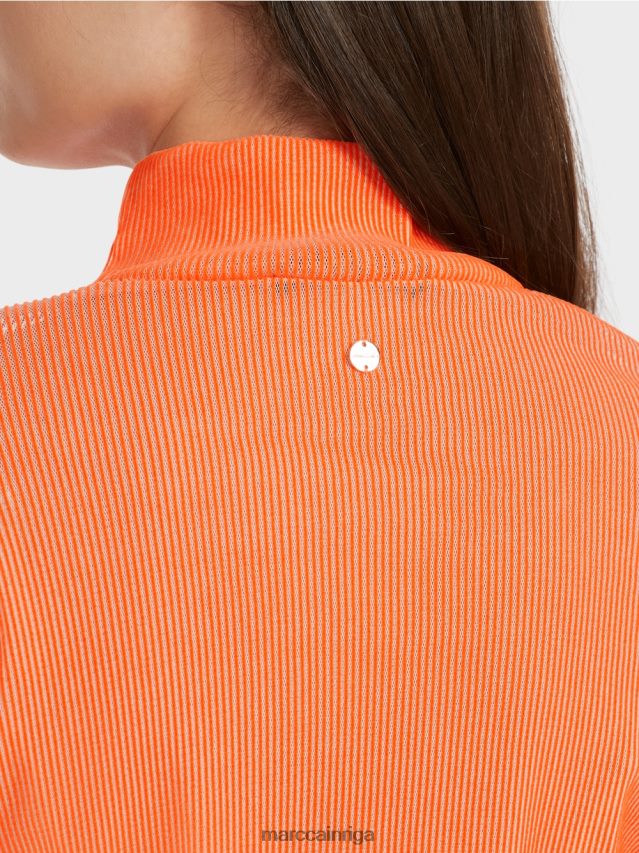 apģērbs spilgti koraļļi VRBHXD1279 Marc Cain rievota dizaina t-krekls