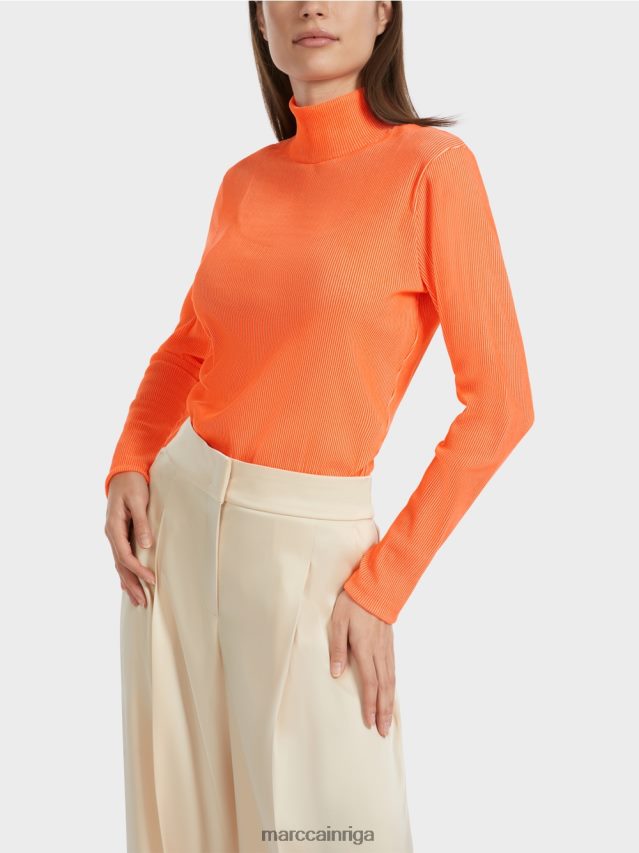 apģērbs spilgti koraļļi VRBHXD1279 Marc Cain rievota dizaina t-krekls