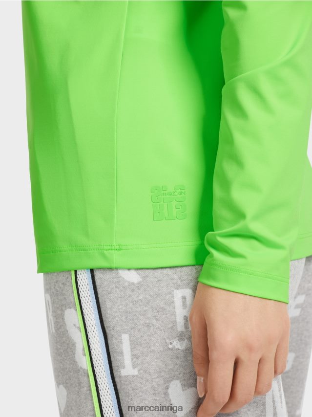 apģērbs spilgti šokējoši zaļš VRBHXD1309 Marc Cain augumu pieguļošs krekls ar garām piedurknēm