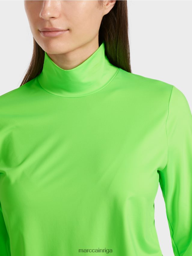 apģērbs spilgti šokējoši zaļš VRBHXD1309 Marc Cain augumu pieguļošs krekls ar garām piedurknēm