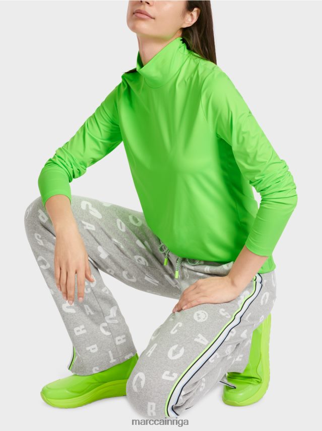 apģērbs spilgti šokējoši zaļš VRBHXD1309 Marc Cain augumu pieguļošs krekls ar garām piedurknēm