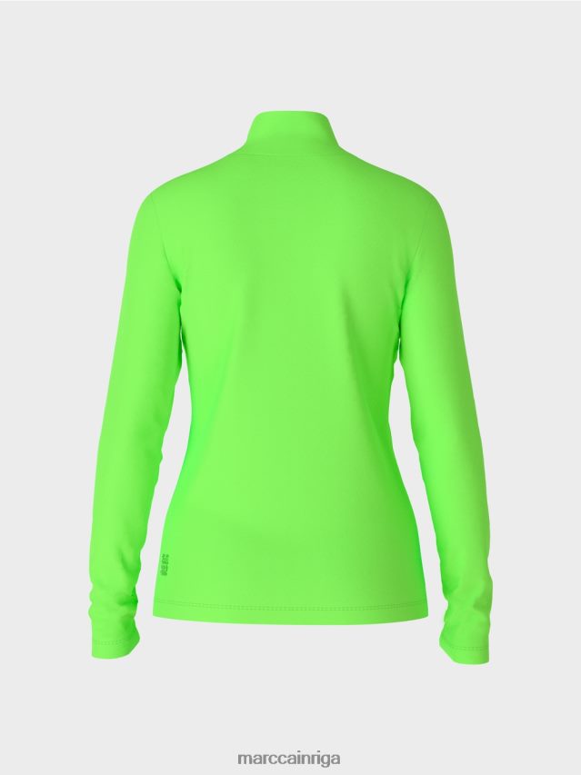 apģērbs spilgti šokējoši zaļš VRBHXD1309 Marc Cain augumu pieguļošs krekls ar garām piedurknēm