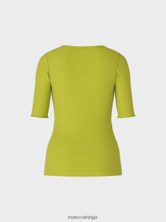 apģērbs spilgti olīvzaļš VRBHXD1328 Marc Cain t-krekls ar 3/4 garuma piedurknēm