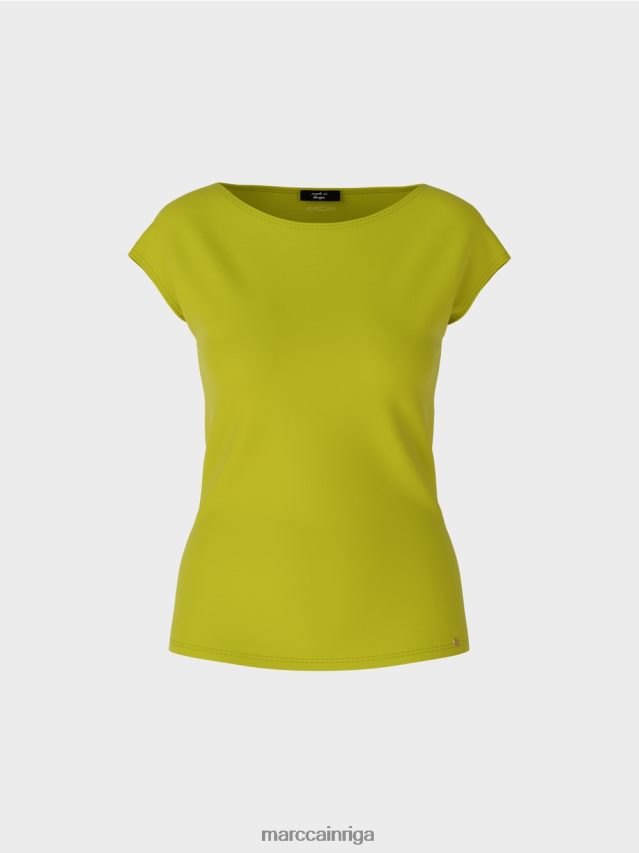 apģērbs spilgti olīvzaļš VRBHXD1330 Marc Cain augumu pieguļošs t-krekls