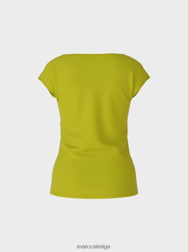 apģērbs spilgti olīvzaļš VRBHXD1330 Marc Cain augumu pieguļošs t-krekls