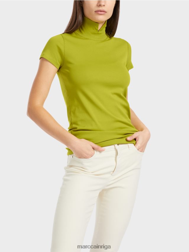 apģērbs spilgti olīvzaļš VRBHXD1331 Marc Cain t-krekls ar augstu kakla izgriezumu