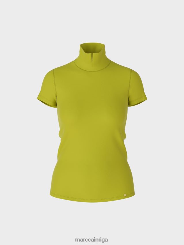 apģērbs spilgti olīvzaļš VRBHXD1331 Marc Cain t-krekls ar augstu kakla izgriezumu
