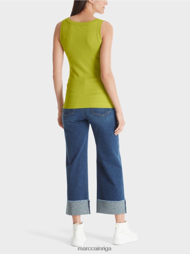 apģērbs spilgti olīvzaļš VRBHXD1352 Marc Cain smalkas rievotas tvertnes augšdaļa