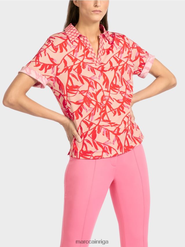 apģērbs spilgts iedegums VRBHXD1421 Marc Cain polo krekls ar raksta maisījumu