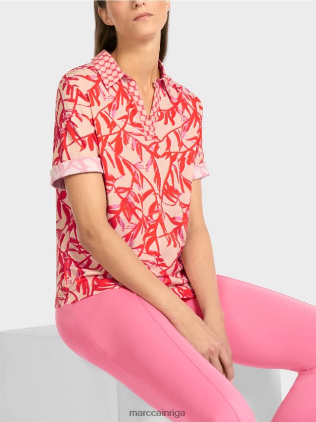 apģērbs spilgts iedegums VRBHXD1421 Marc Cain polo krekls ar raksta maisījumu