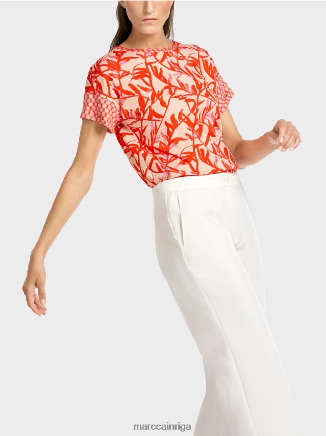 apģērbs spilgts iedegums VRBHXD1423 Marc Cain t-krekls ar rakstu maisījumu