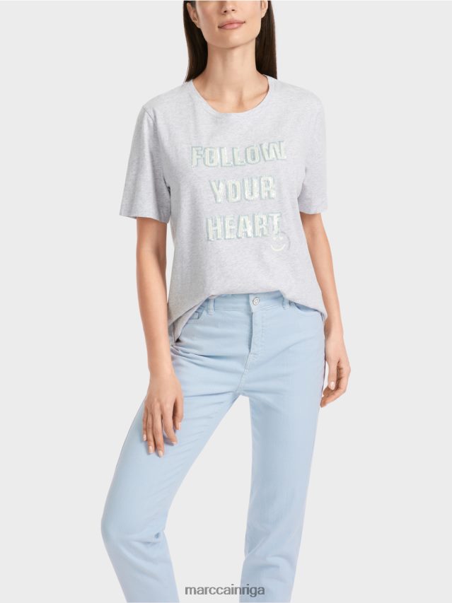 apģērbs sudrabaini pelēks VRBHXD1310 Marc Cain t-krekls ar fliteru motīvu