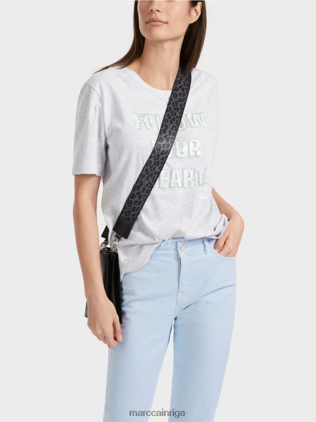 apģērbs sudrabaini pelēks VRBHXD1310 Marc Cain t-krekls ar fliteru motīvu