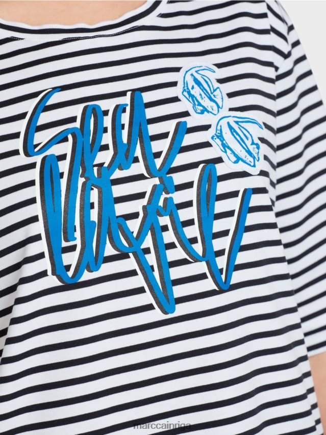 apģērbs svītra VRBHXD1362 Marc Cain t-krekls ar uzrakstu