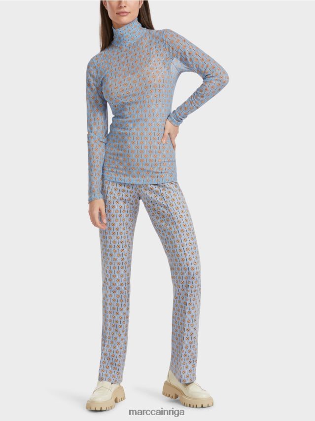 apģērbs tumšas vasaras debesis VRBHXD1277 Marc Cain figūru pieguļošs t-krekls ar izgriezumu