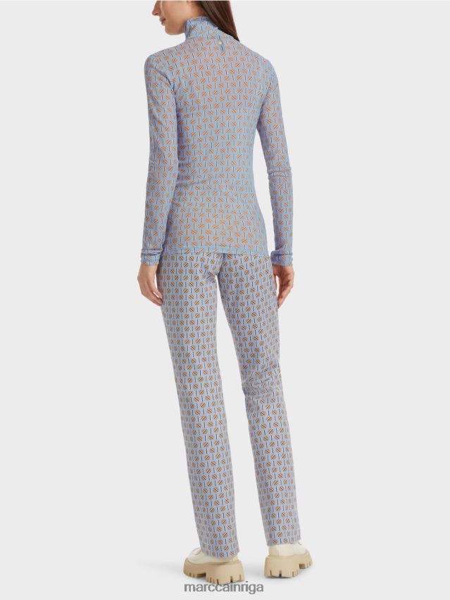 apģērbs tumšas vasaras debesis VRBHXD1277 Marc Cain figūru pieguļošs t-krekls ar izgriezumu