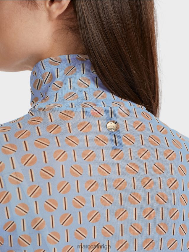 apģērbs tumšas vasaras debesis VRBHXD1277 Marc Cain figūru pieguļošs t-krekls ar izgriezumu