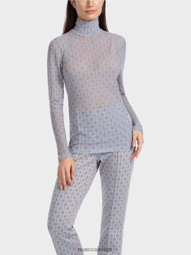 apģērbs tumšas vasaras debesis VRBHXD1277 Marc Cain figūru pieguļošs t-krekls ar izgriezumu