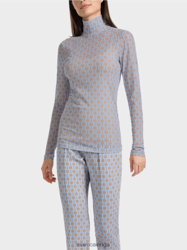 apģērbs tumšas vasaras debesis VRBHXD1277 Marc Cain figūru pieguļošs t-krekls ar izgriezumu