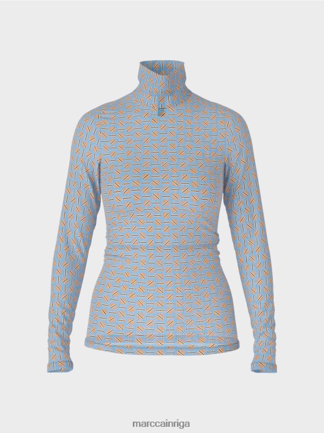 apģērbs tumšas vasaras debesis VRBHXD1277 Marc Cain figūru pieguļošs t-krekls ar izgriezumu