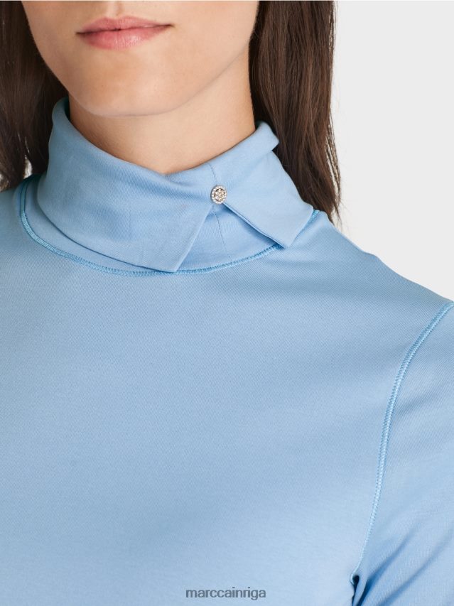 apģērbs tumšas vasaras debesis VRBHXD1283 Marc Cain t-krekls ar izliektu kakla izgriezumu