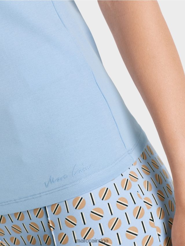 apģērbs tumšas vasaras debesis VRBHXD1283 Marc Cain t-krekls ar izliektu kakla izgriezumu