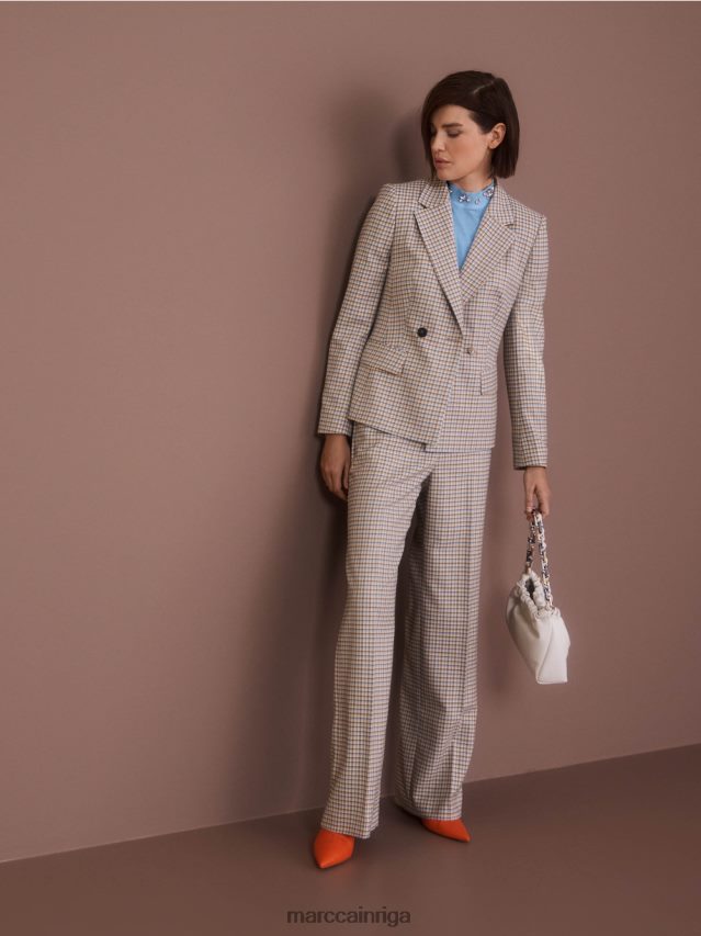 apģērbs tumšas vasaras debesis VRBHXD1284 Marc Cain t-krekls ar pērlīšu apkakli