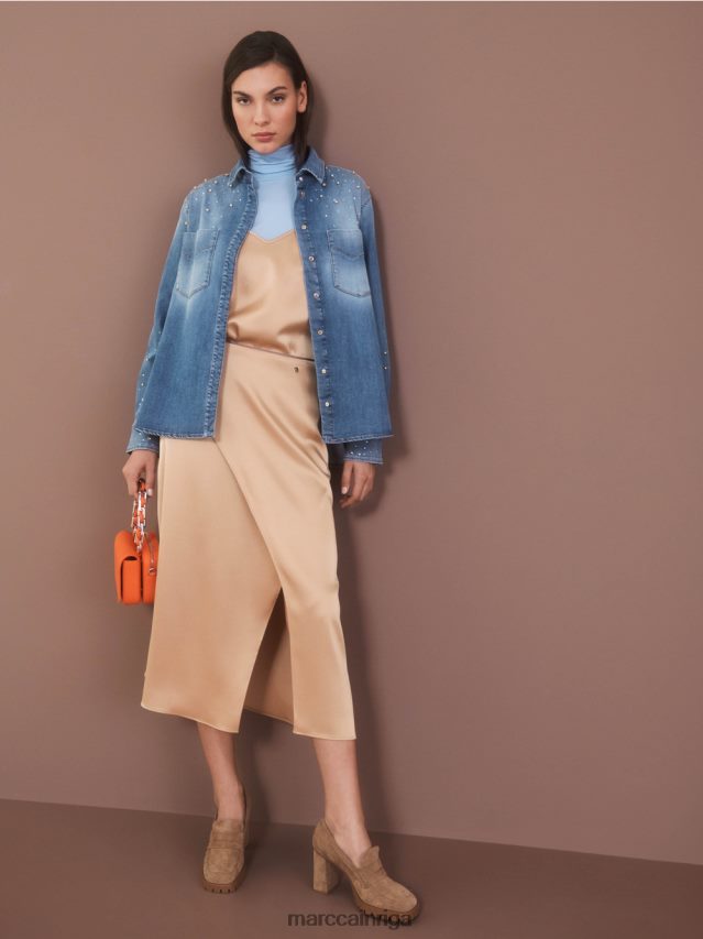 apģērbs tumšas vasaras debesis VRBHXD1288 Marc Cain t-krekls ar izliektu kakla izgriezumu