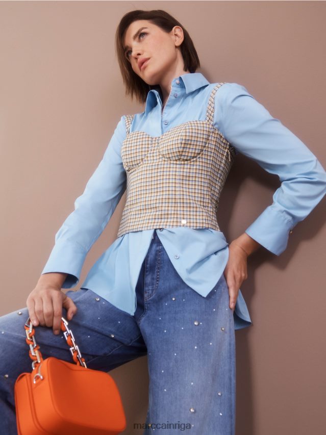 apģērbs tumšas vasaras debesis VRBHXD1291 Marc Cain rūtains bustier