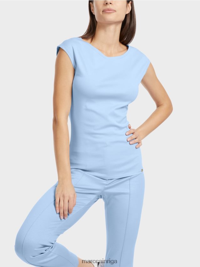 apģērbs tumšas vasaras debesis VRBHXD1337 Marc Cain augumu pieguļošs t-krekls