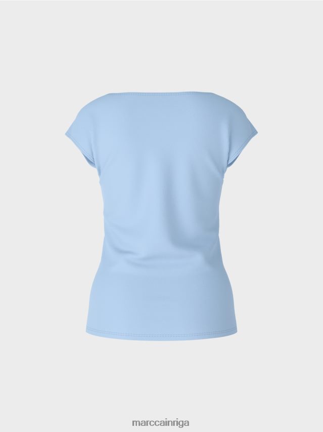 apģērbs tumšas vasaras debesis VRBHXD1337 Marc Cain augumu pieguļošs t-krekls