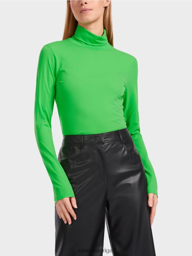 apģērbs tumši ābolu zaļš VRBHXD1253 Marc Cain t-krekls ar izliektu kakla izgriezumu