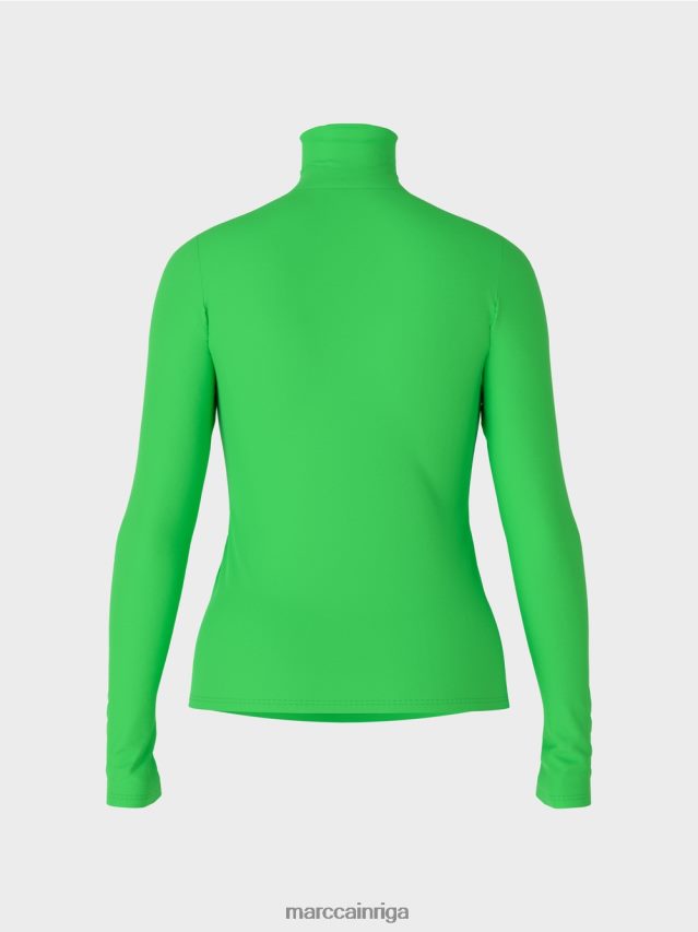 apģērbs tumši ābolu zaļš VRBHXD1253 Marc Cain t-krekls ar izliektu kakla izgriezumu