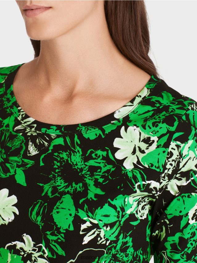 apģērbs tumši ābolu zaļš VRBHXD1254 Marc Cain elastīgs kokvilnas krekls