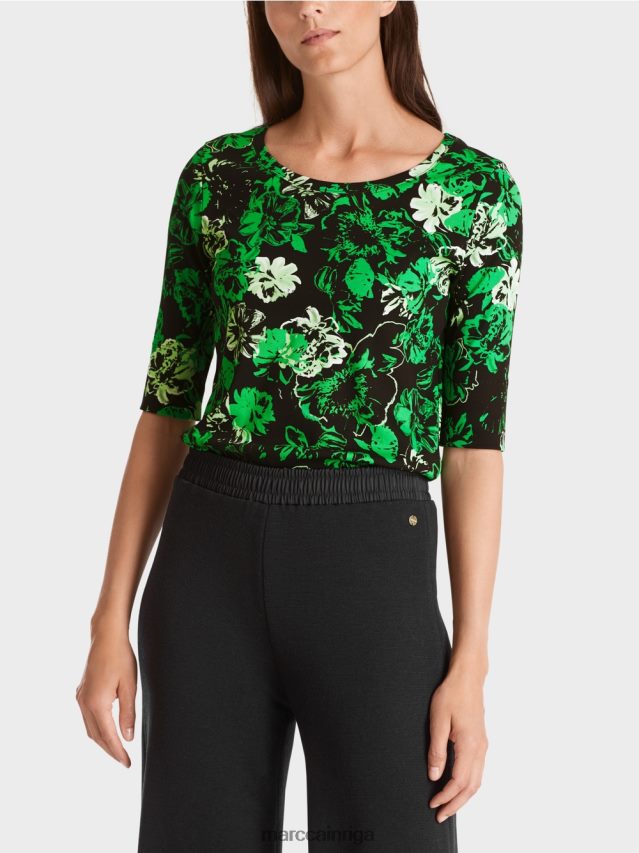 apģērbs tumši ābolu zaļš VRBHXD1254 Marc Cain elastīgs kokvilnas krekls