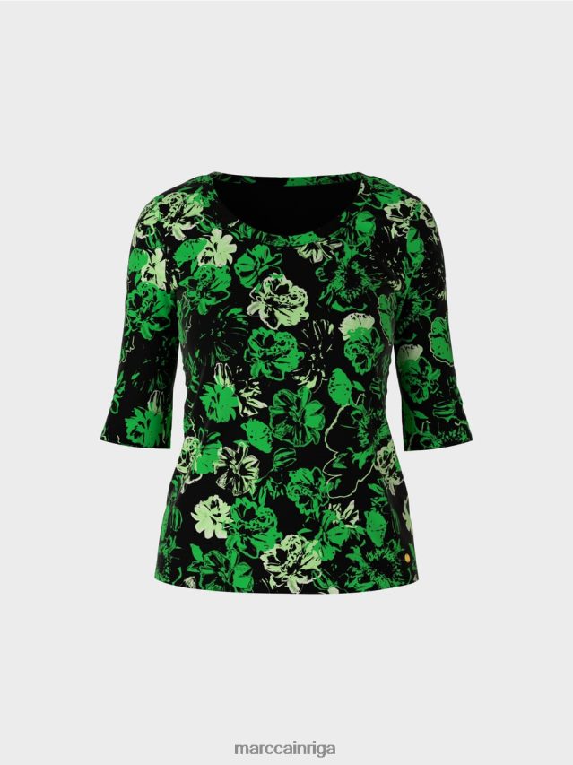 apģērbs tumši ābolu zaļš VRBHXD1254 Marc Cain elastīgs kokvilnas krekls